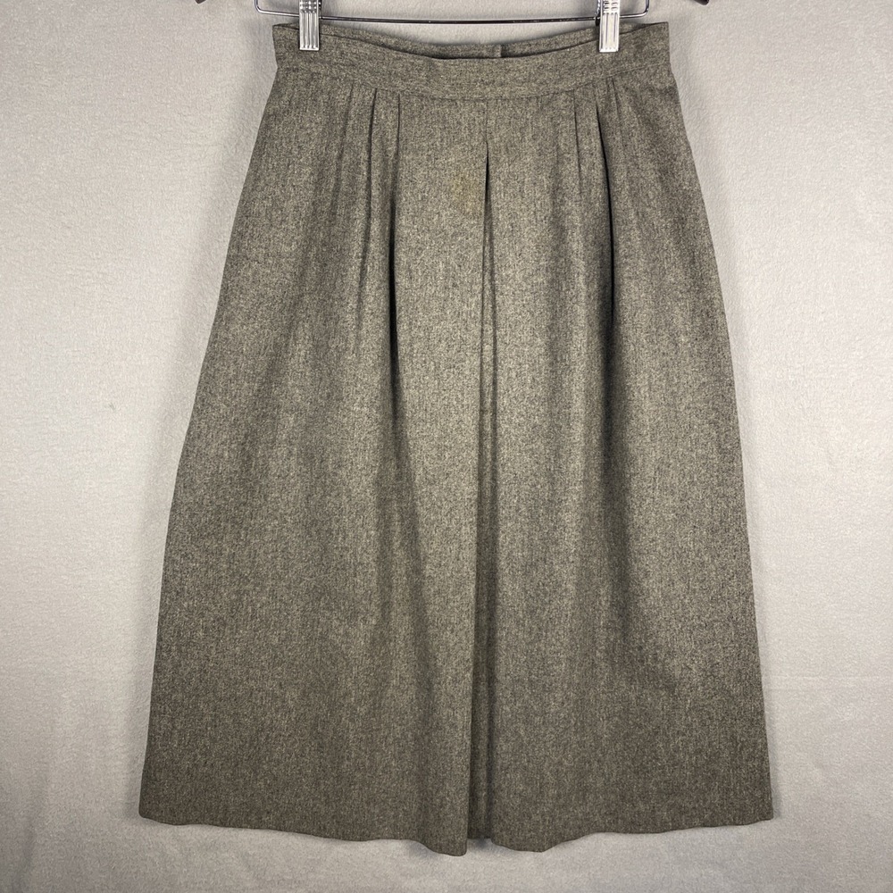 Vintage Austin Hill Wool Skirt sz 0 Gray Pleated Knee-Lenght Grandmacore